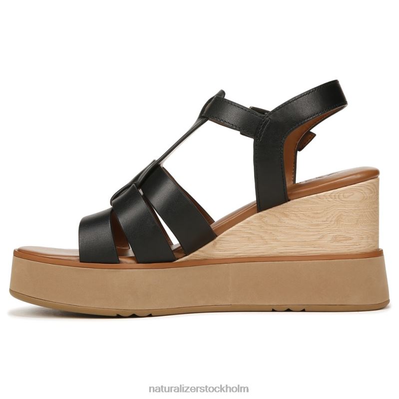 Barrett wedge sandal svart läder 444DB360 sandaler | Naturalizer kvinnor