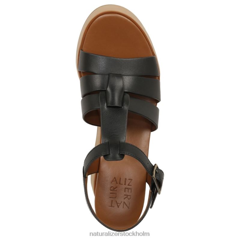 Barrett wedge sandal svart läder 444DB360 sandaler | Naturalizer kvinnor