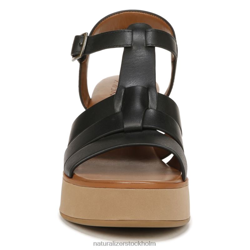Barrett wedge sandal svart läder 444DB360 sandaler | Naturalizer kvinnor
