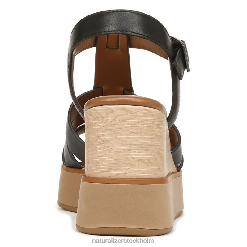 Barrett wedge sandal svart läder 444DB360 sandaler | Naturalizer kvinnor