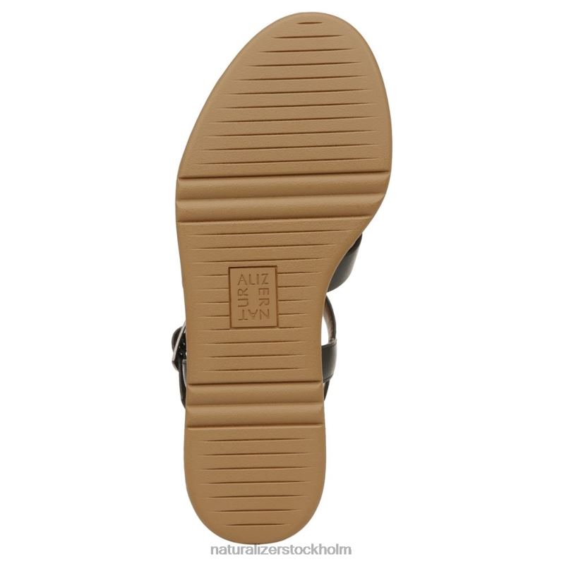 Barrett wedge sandal svart läder 444DB360 sandaler | Naturalizer kvinnor