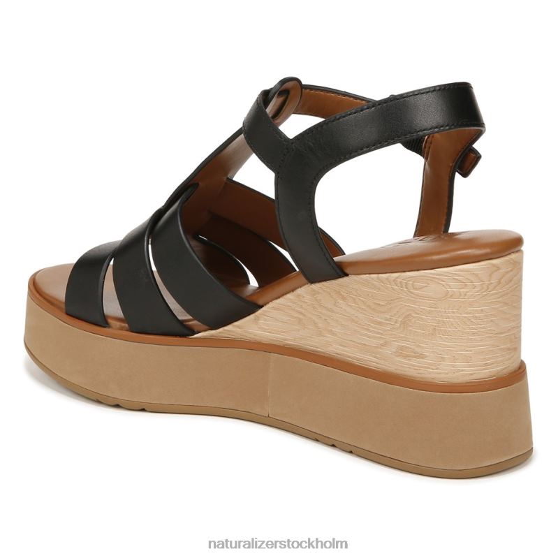 Barrett wedge sandal svart läder 444DB360 sandaler | Naturalizer kvinnor