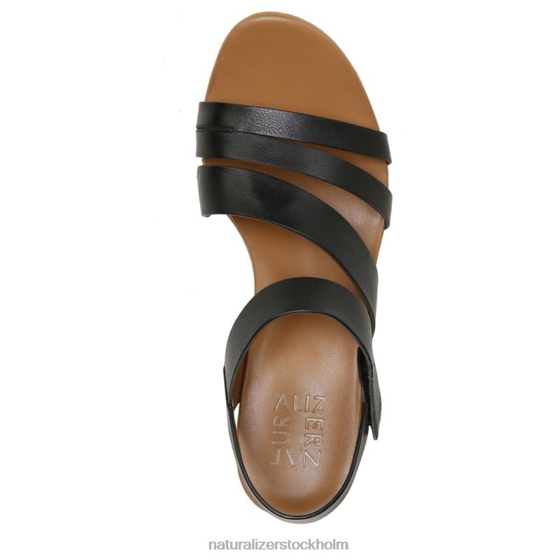 cynthia wedge sandal svart läder 444DB367 sandaler | Naturalizer kvinnor