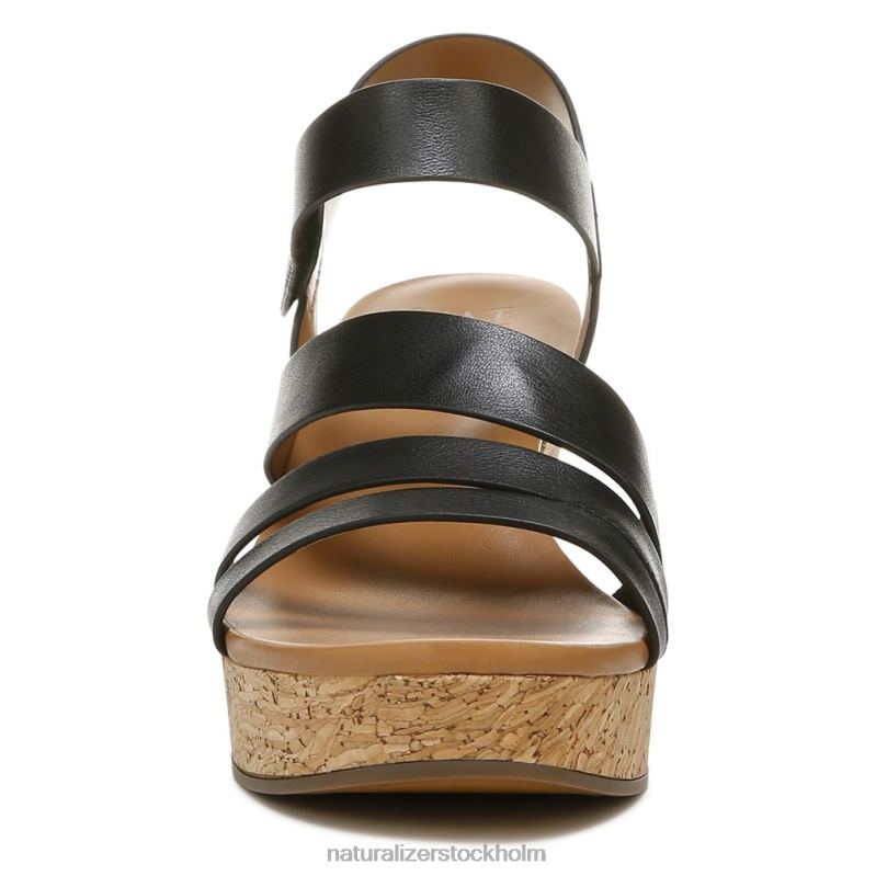 cynthia wedge sandal svart läder 444DB367 sandaler | Naturalizer kvinnor