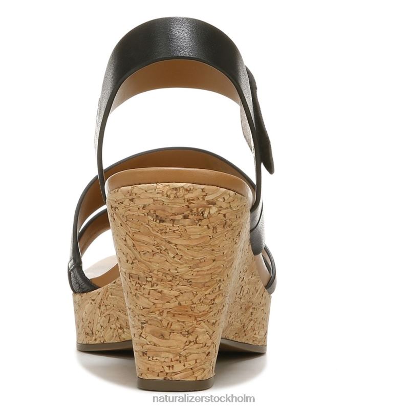 cynthia wedge sandal svart läder 444DB367 sandaler | Naturalizer kvinnor