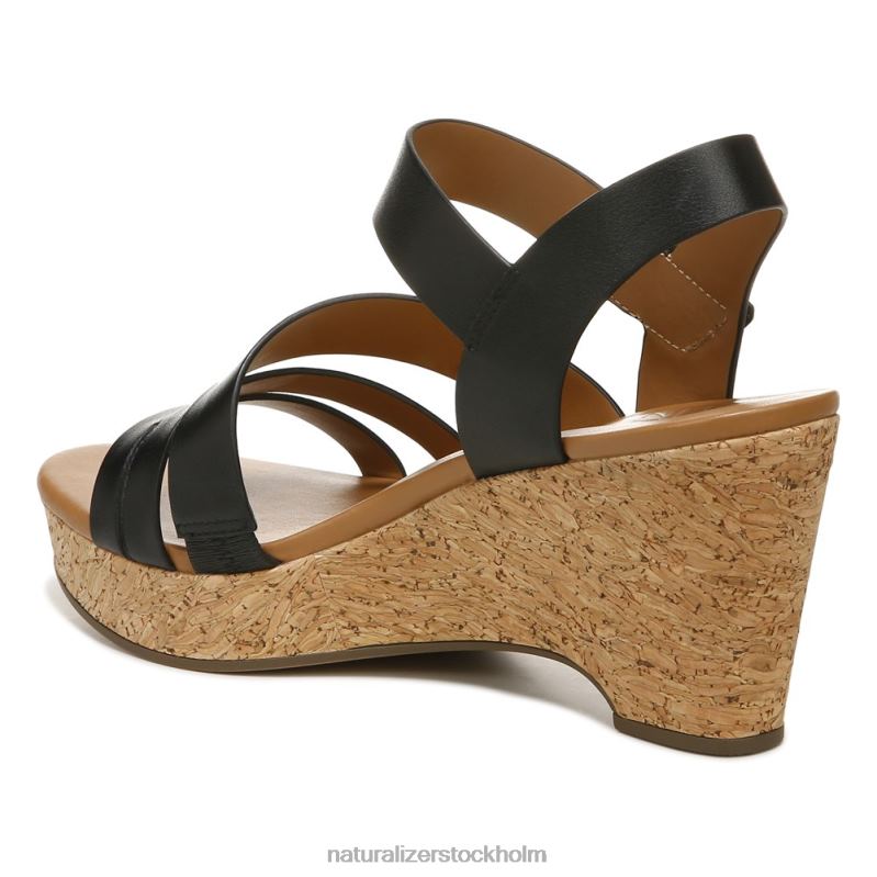 cynthia wedge sandal svart läder 444DB367 sandaler | Naturalizer kvinnor