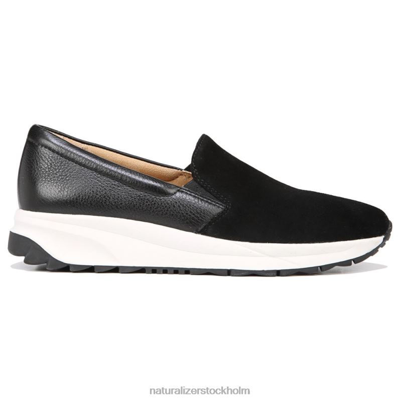 selah slip on sneaker svart mocka/läder 444DB350 sneakers | Naturalizer kvinnor