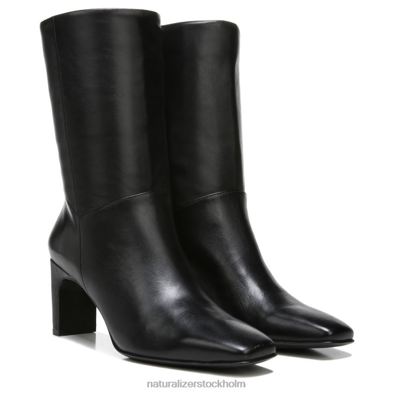 platt bootie svart läder 444DB667 stövlar | Naturalizer kvinnor